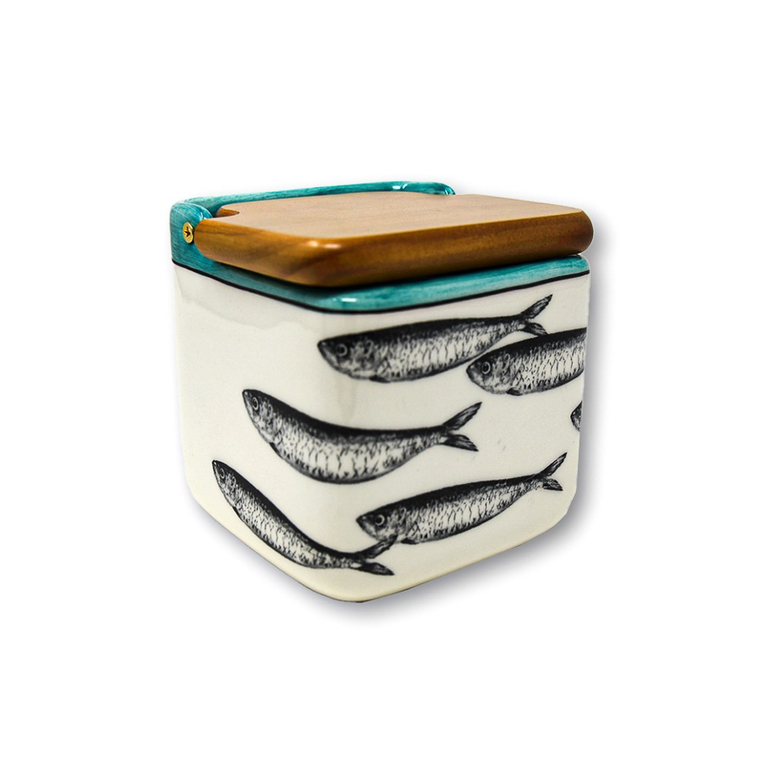 Sardinha Salt Box with Wood Lid 4.25"