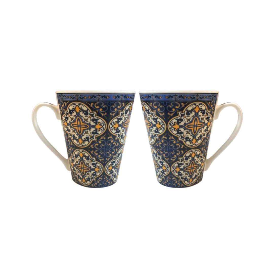 Set of 2 Porcelain Mug with Azulejo Design