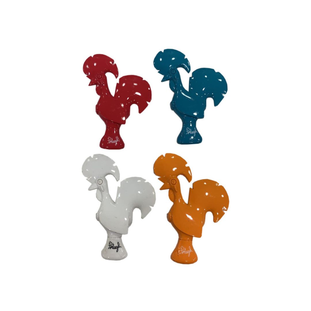 Set of 4 Ceramic Rooster Magnets 3"