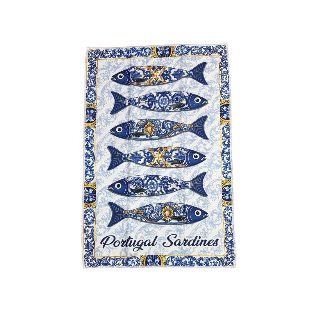 Azulejo with Sardines Microfibre Kitchen Towel 24x16"