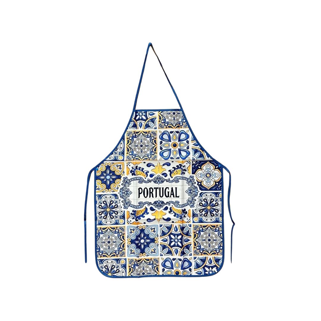 Blue and Yellow Azulejo with Portugal Polyester Apron 22x29"
