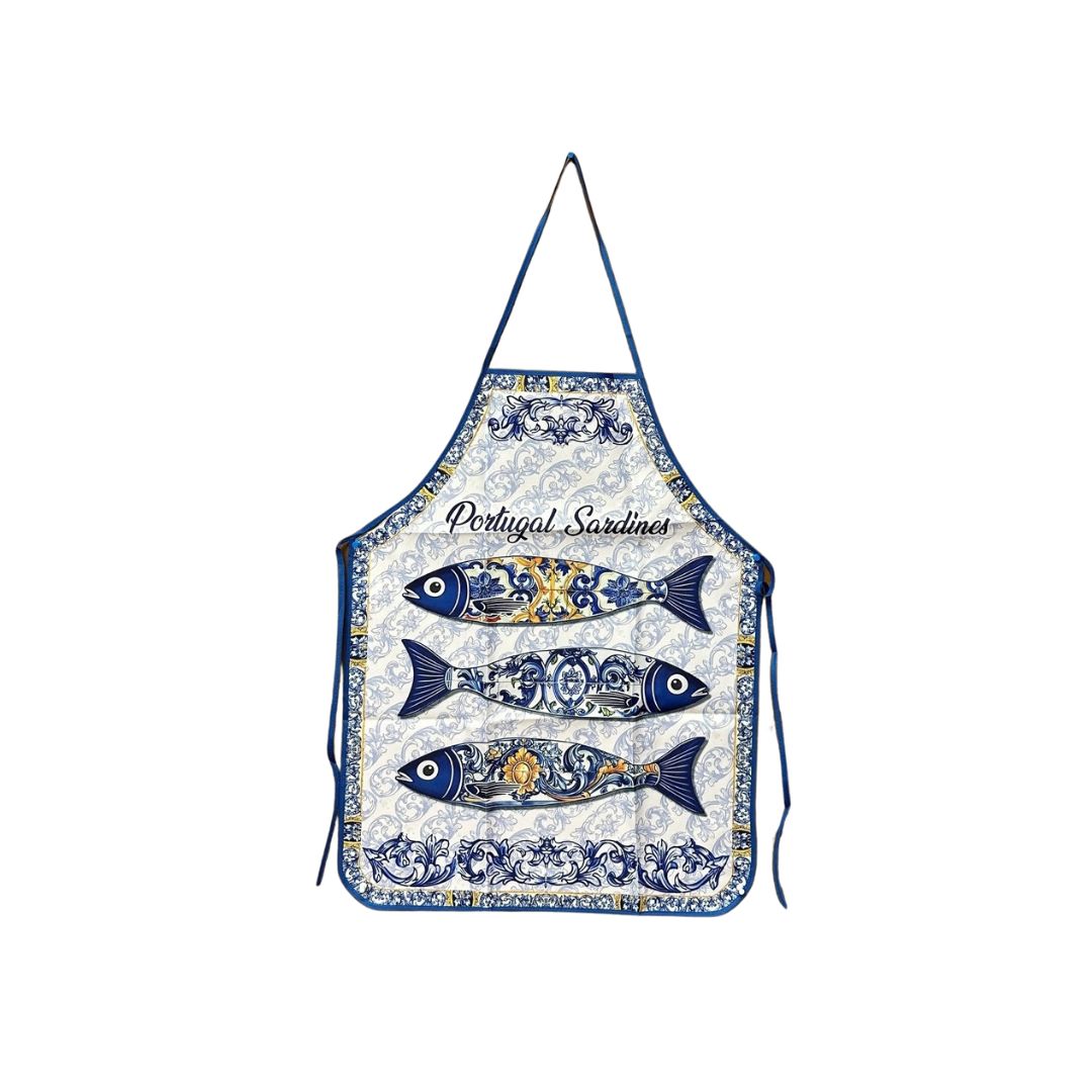 Azulejo with Sardines Polyester Apron 22x29"