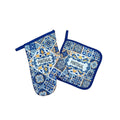 Blue & Yellow Azulejo Portugal Oven Mitt & Pot Holder Set 11"