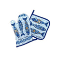 Azulejo with Sardines Oven Mitt and Pot Holder Set 11"