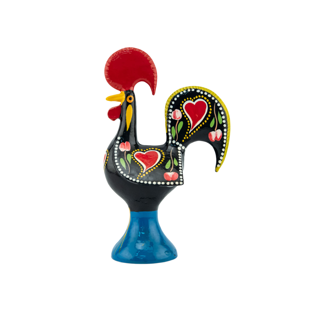 Black Metal Barcelos Rooster Statue