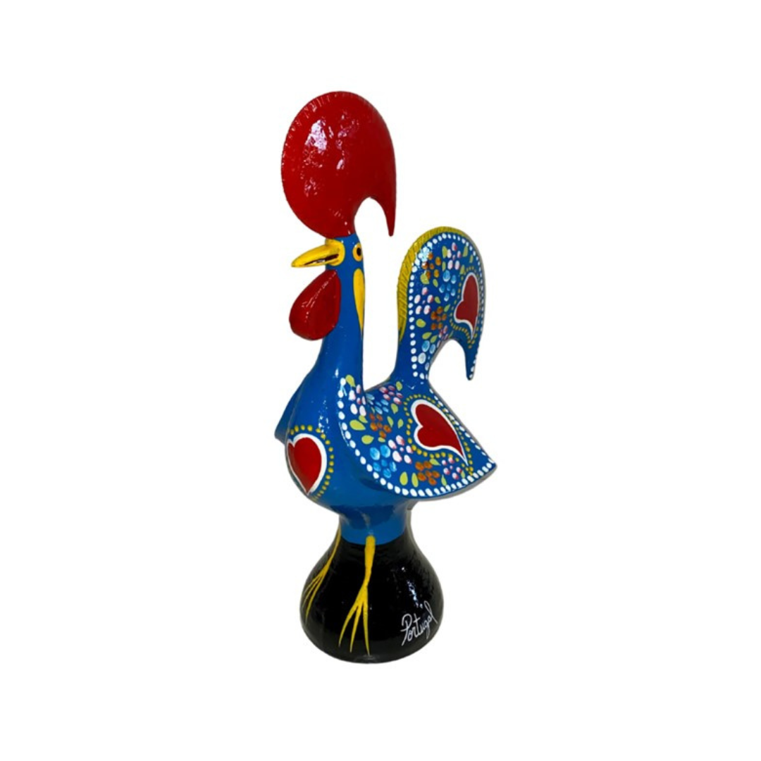 Blue Metal Barcelos Rooster Statue