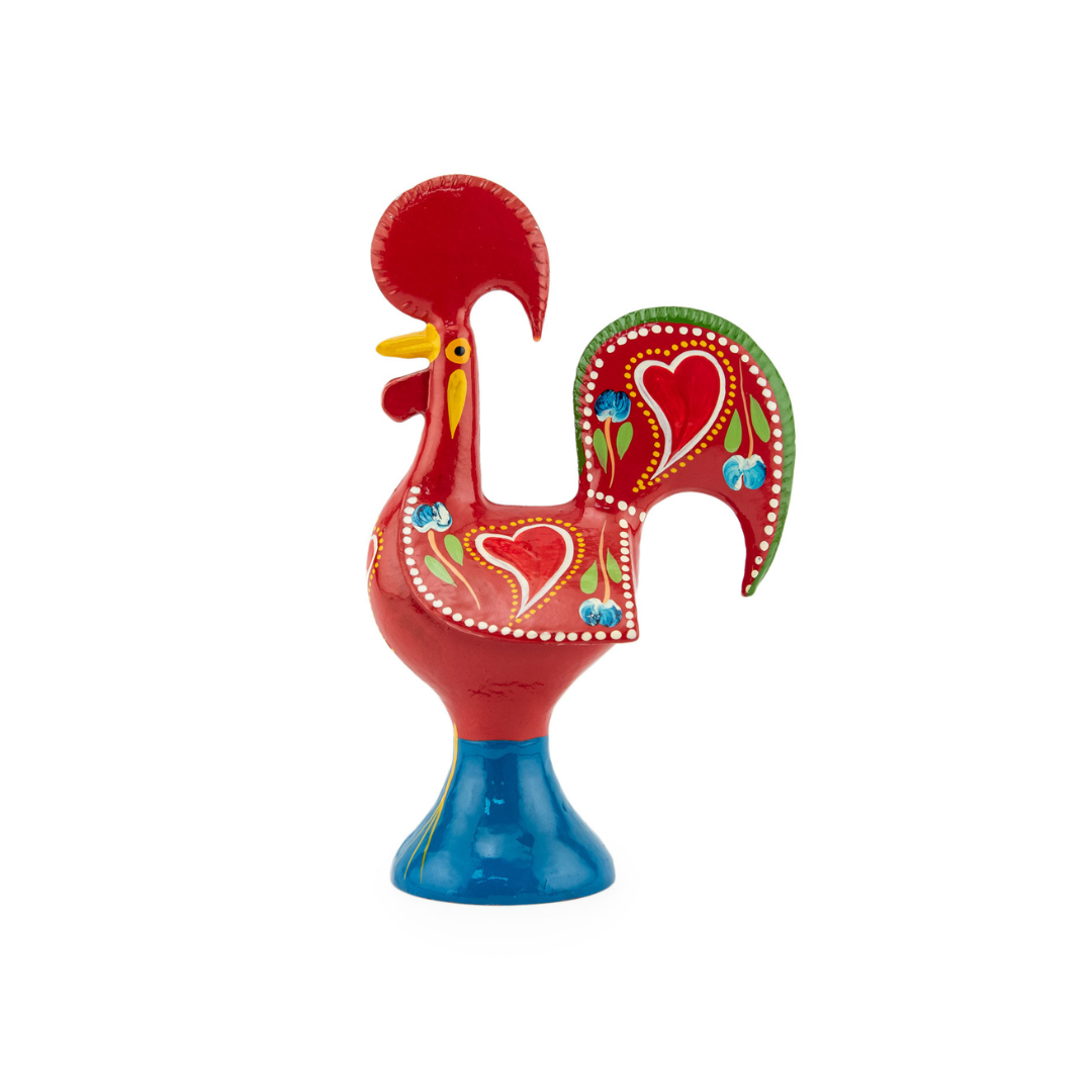 Red Metal Barcelos Rooster Statue
