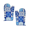 Set of 2 Blue Azulejo Oven Mitts 11x6"