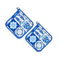 Set of 2 Blue Azulejo Pot Holders 7.5"