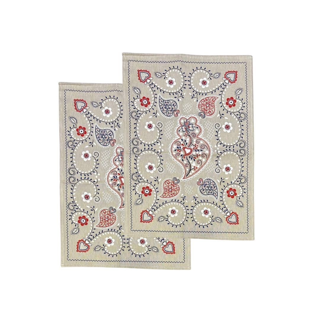 Set of 2 Vintage Viana Heart Kitchen Towel 20x28"