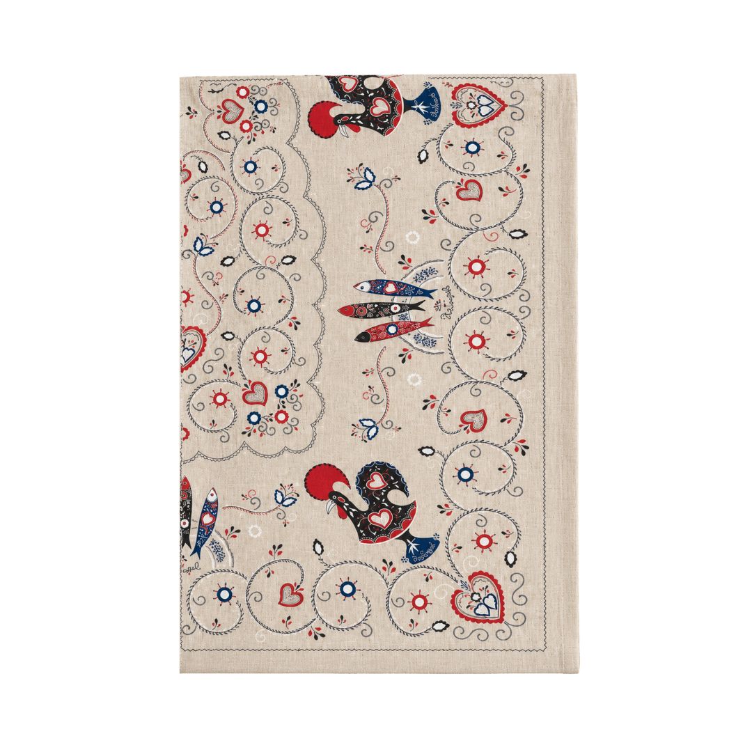 Vintage Rooster/Sardine Tablecloth 60x100" (1.5x2.5m)