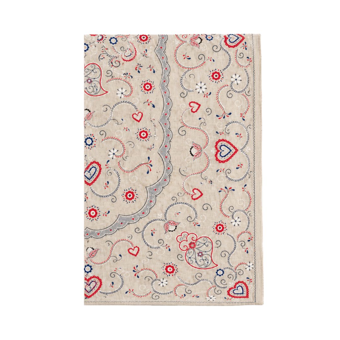 Vintage Viana Heart Tablecloth 60x100" (1.5x2.5m)