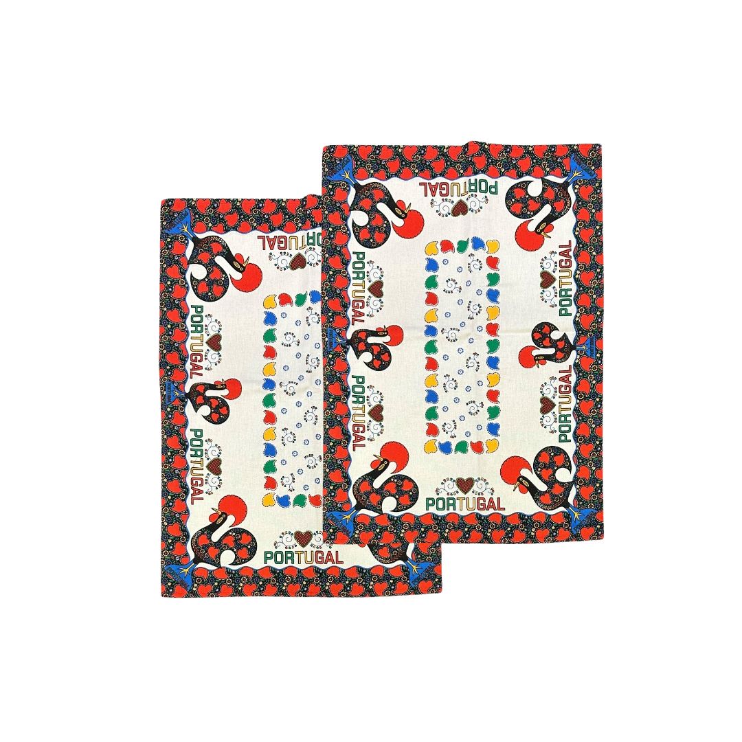 Set of 2 Rooster with Hearts Kitchen Towel 20x28"