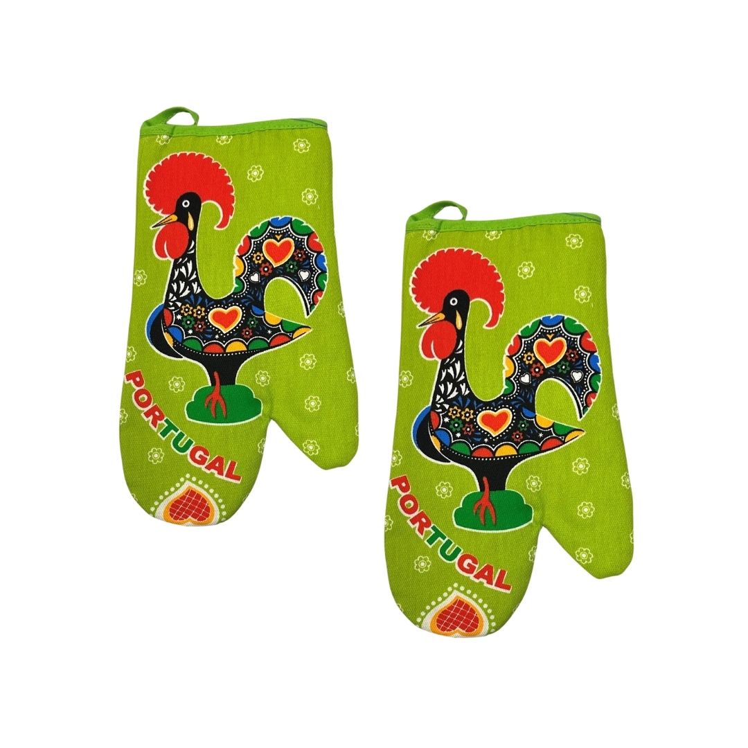 Set of 2 Happy Rooster Oven Mitts 11x6"