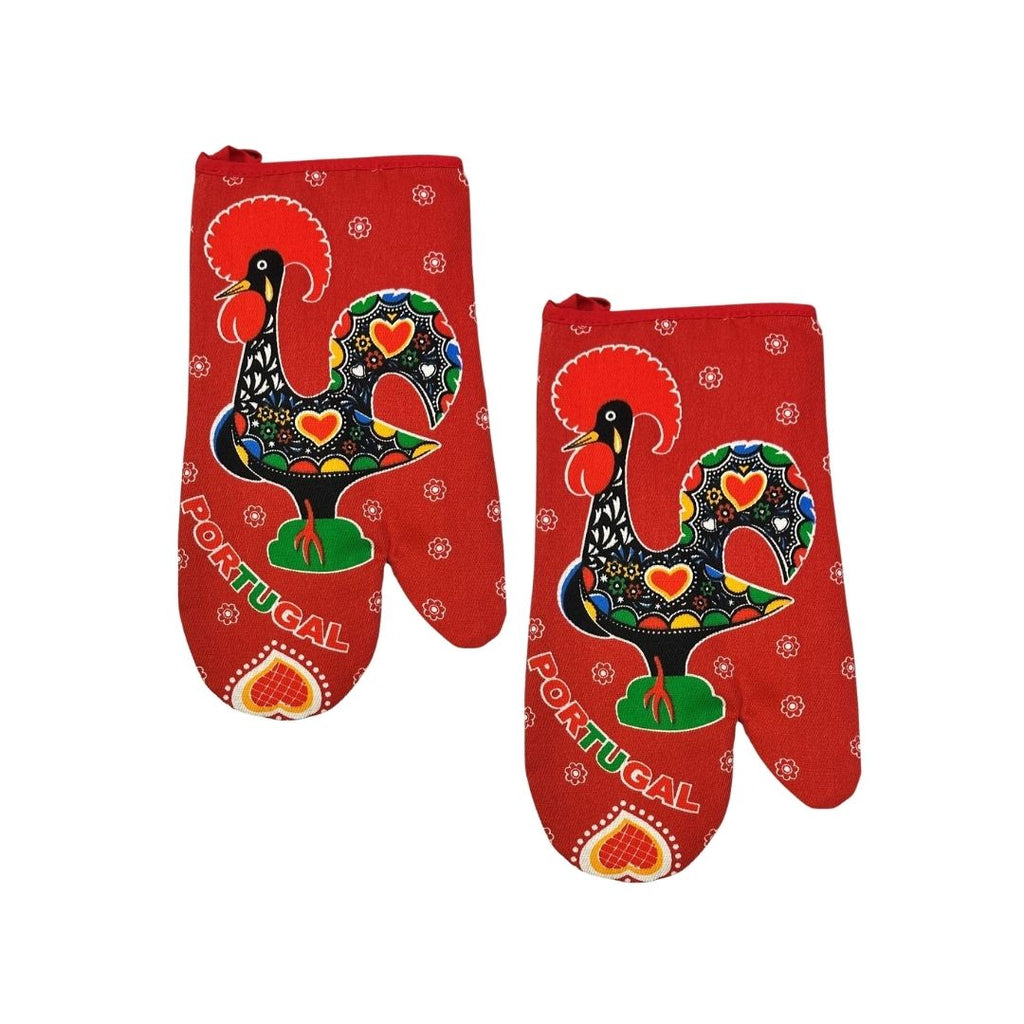 Set of 2 Happy Rooster Oven Mitts 11x6"