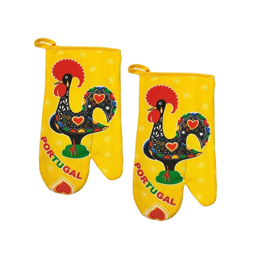 Set of 2 Happy Rooster Oven Mitts 11x6"