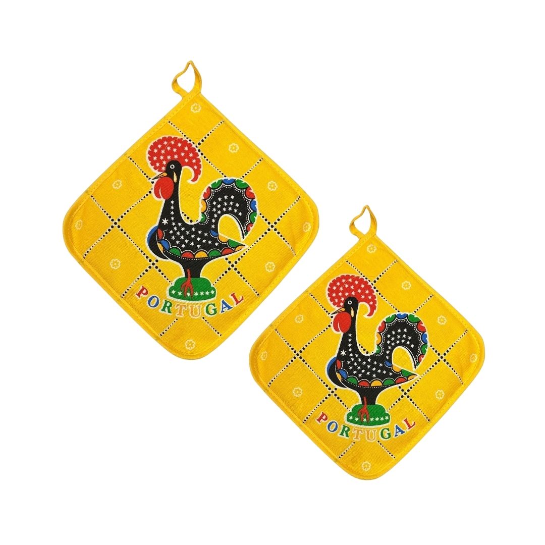 Set of 2 Happy Rooster Pot Holder 7.5"x7.5"