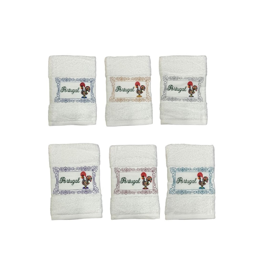 White Kitchen Towel with Rooster Embroidery 20x20"