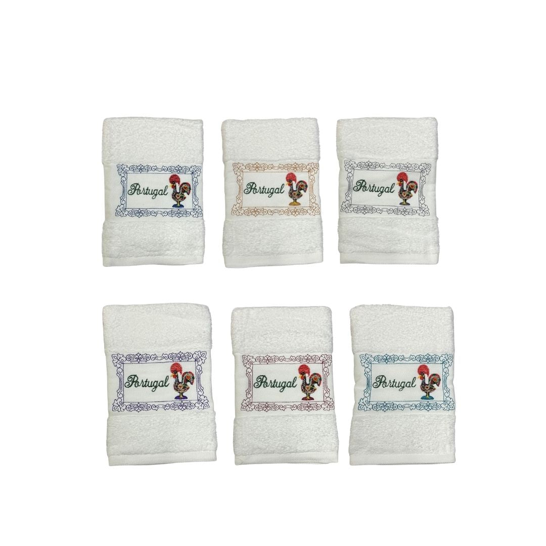 White Kitchen Towel with Rooster Embroidery 20x20"