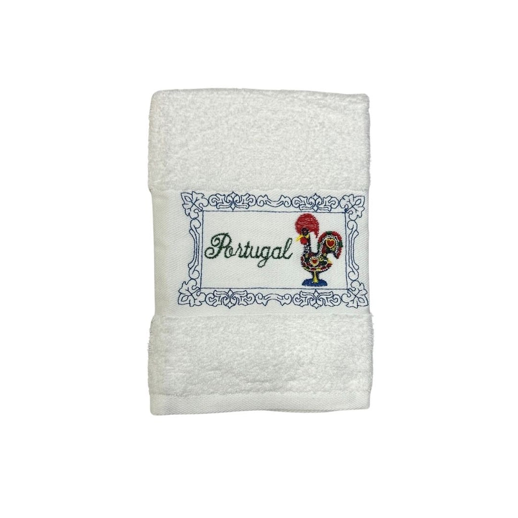 White Kitchen Towel with Rooster Embroidery 20x20"