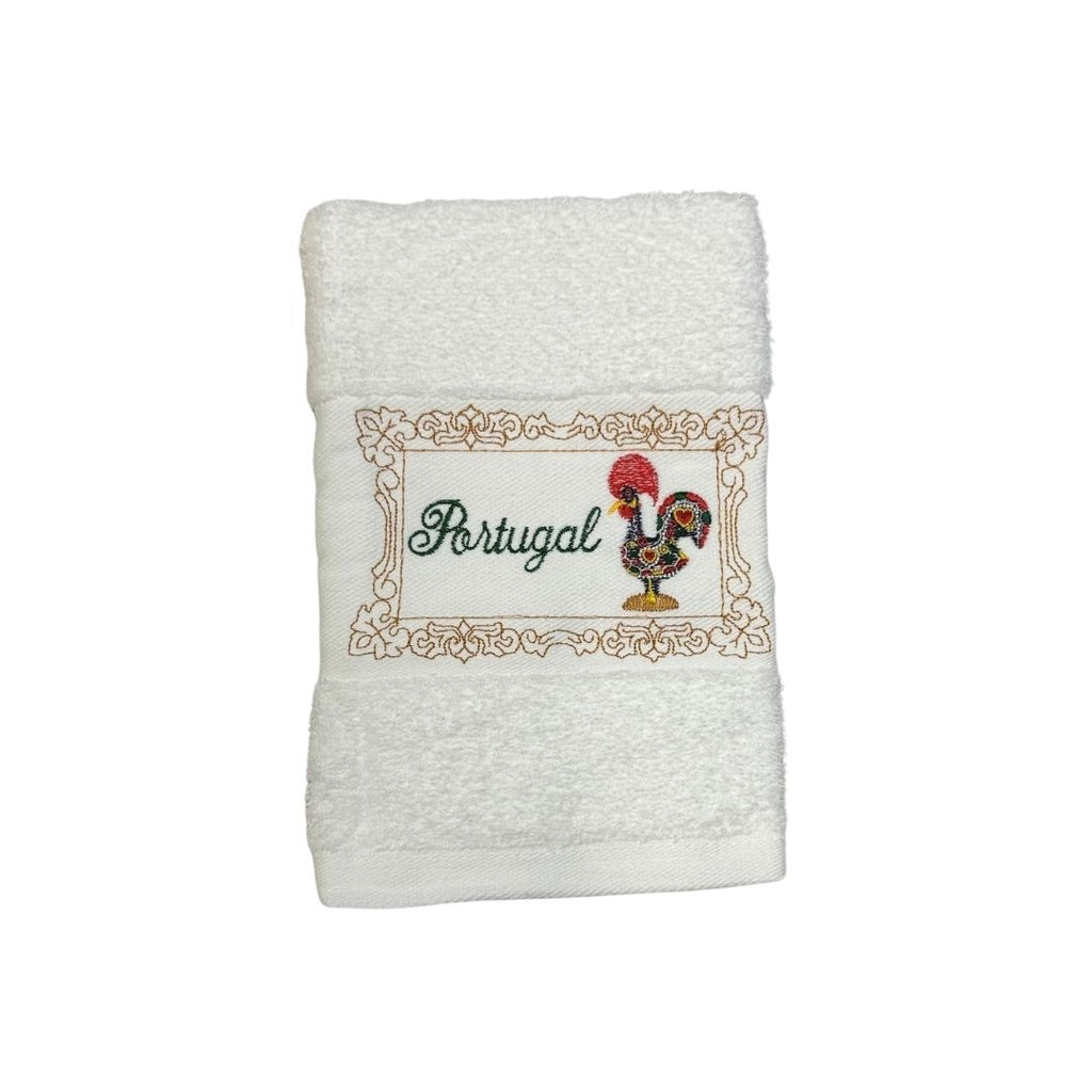White Kitchen Towel with Rooster Embroidery 20x20"