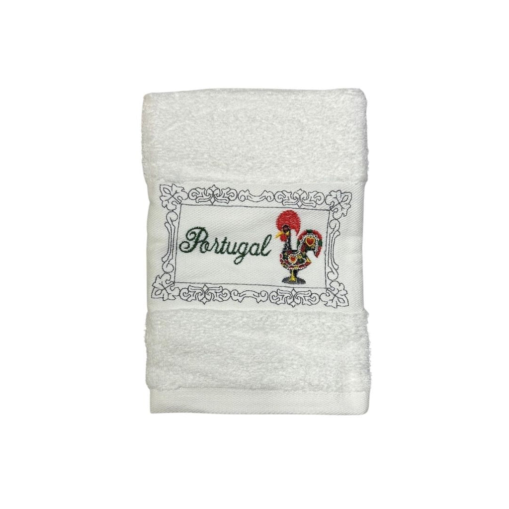 White Kitchen Towel with Rooster Embroidery 20x20"