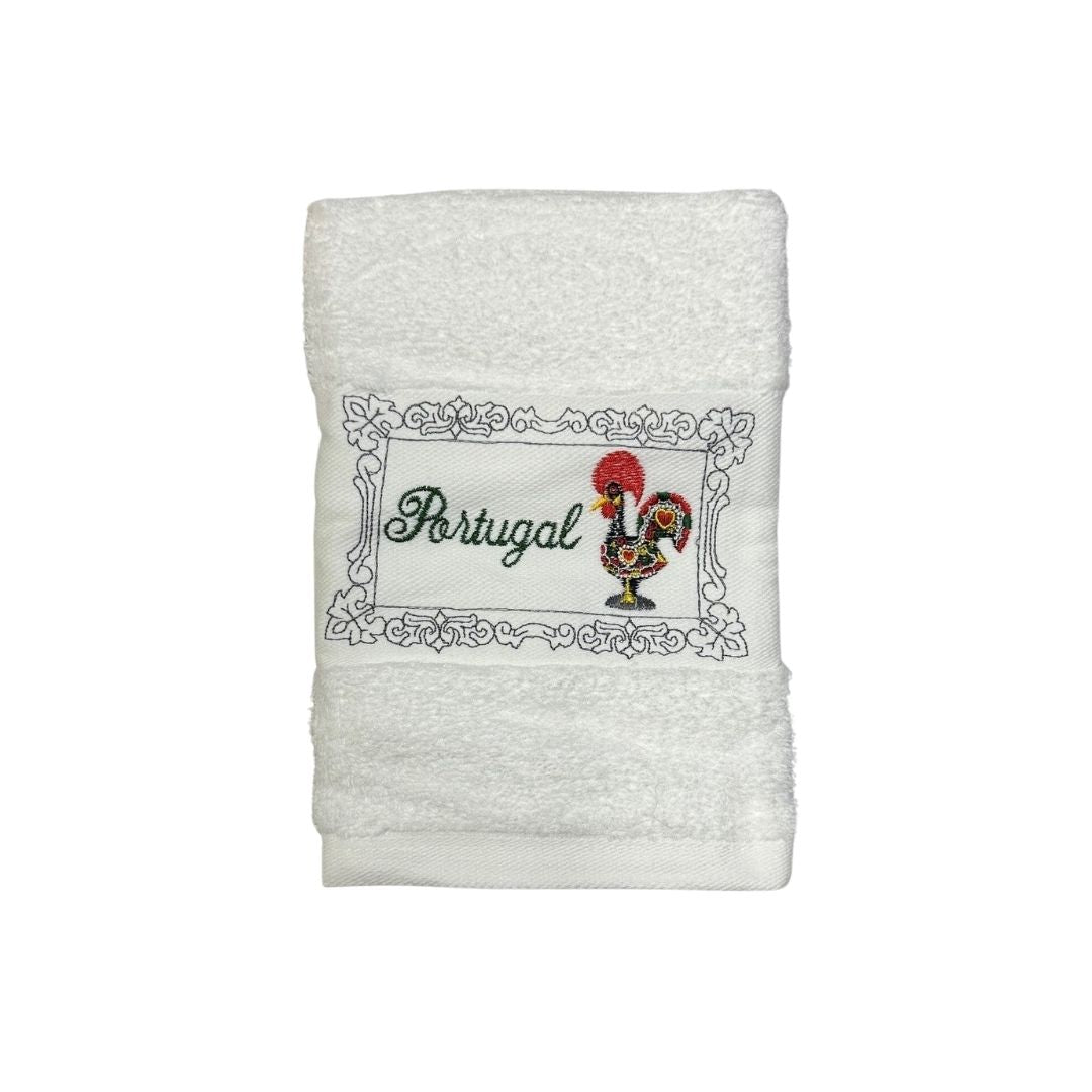 White Kitchen Towel with Rooster Embroidery 20x20"