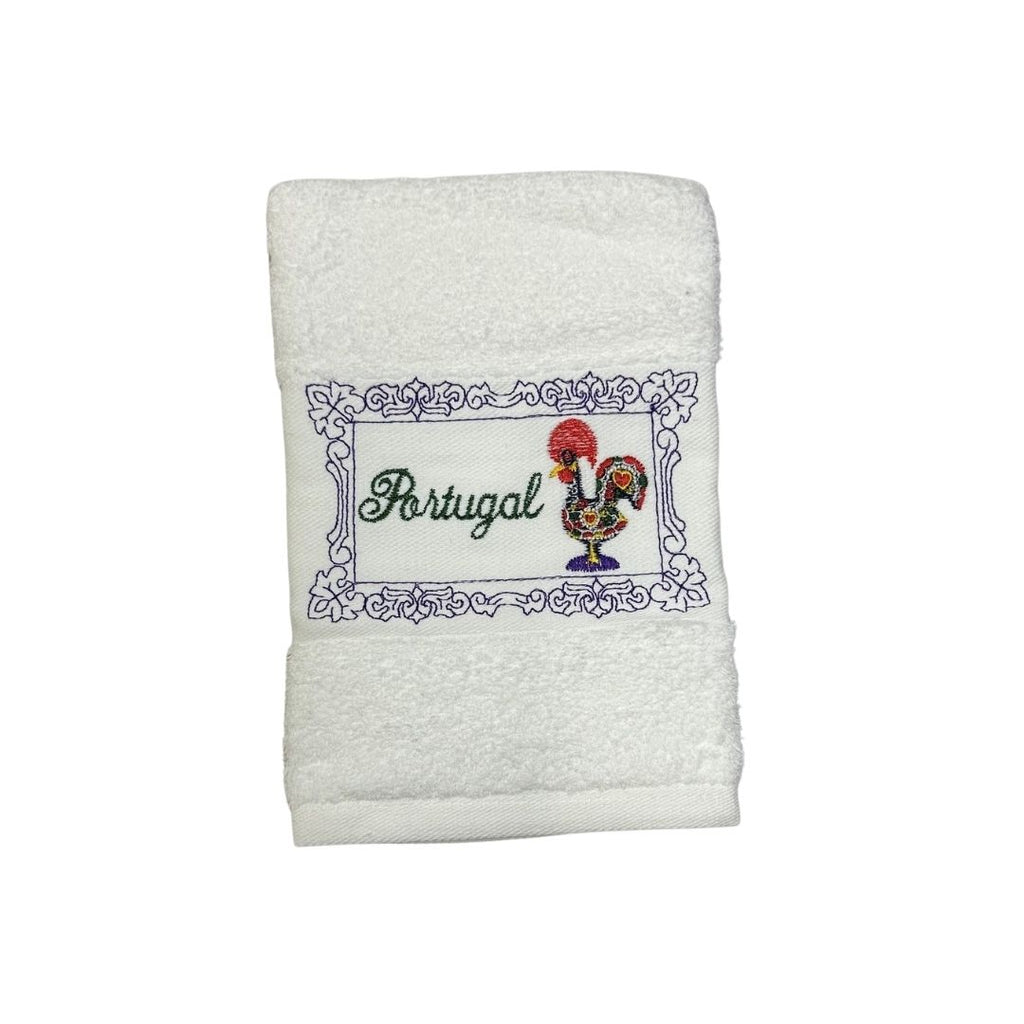 White Kitchen Towel with Rooster Embroidery 20x20"