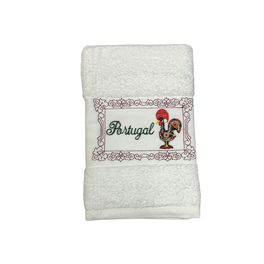 White Kitchen Towel with Rooster Embroidery 20x20"