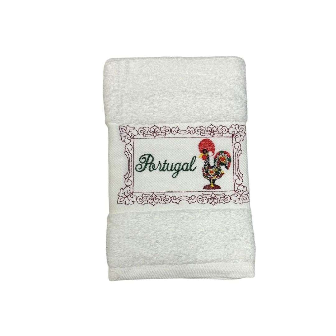 White Kitchen Towel with Rooster Embroidery 20x20"