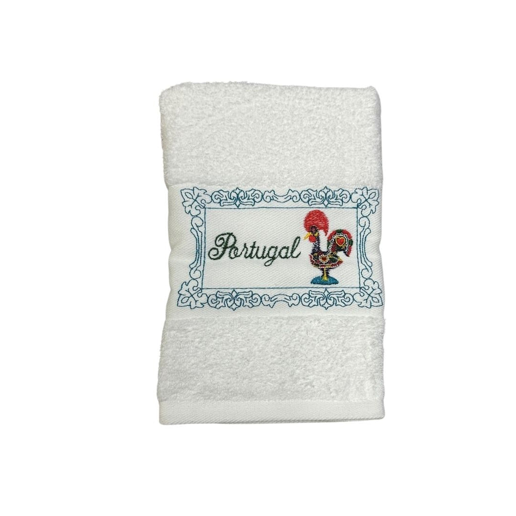 White Kitchen Towel with Rooster Embroidery 20x20"