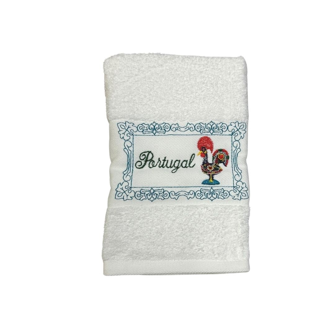 White Kitchen Towel with Rooster Embroidery 20x20"