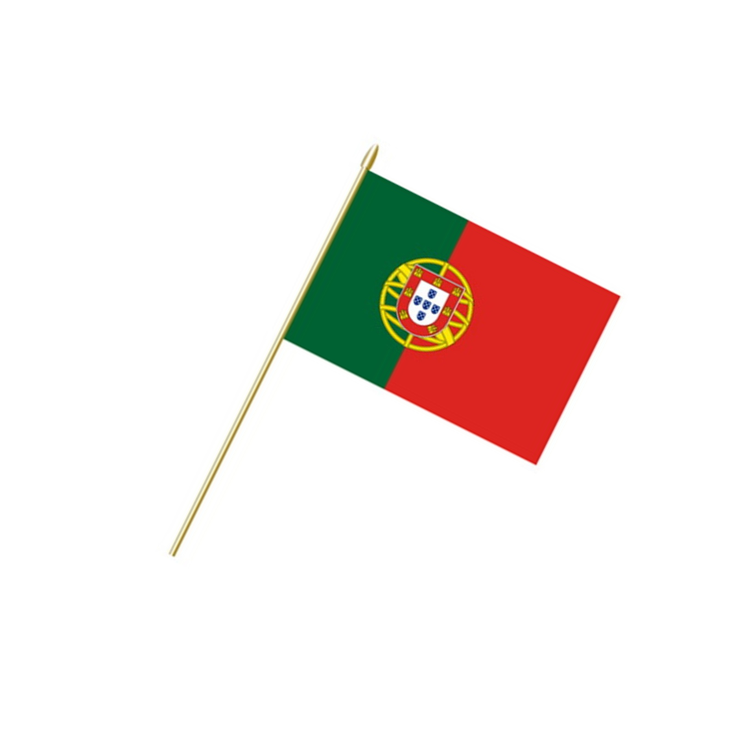 Portugal Flag with Wood Handle 12x18"