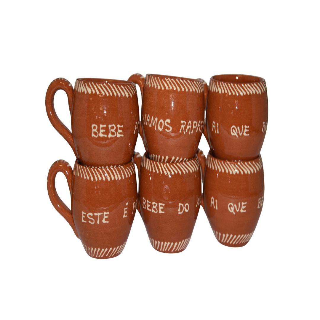 Set of 4 Traditional Clay 250ml Mug with Sayings