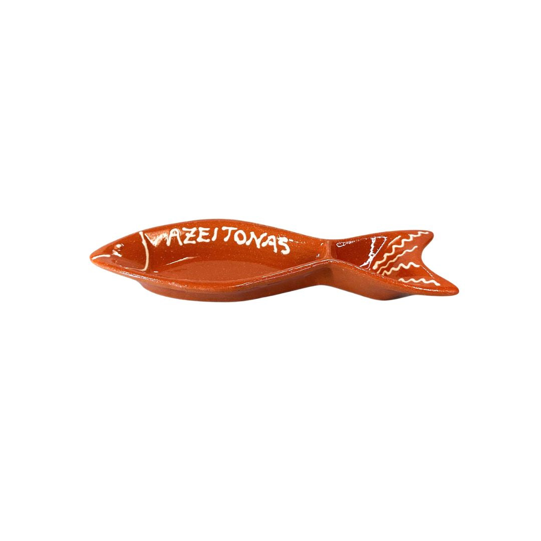Traditional Clay Sardine Shaped Olive Dish 9.5"