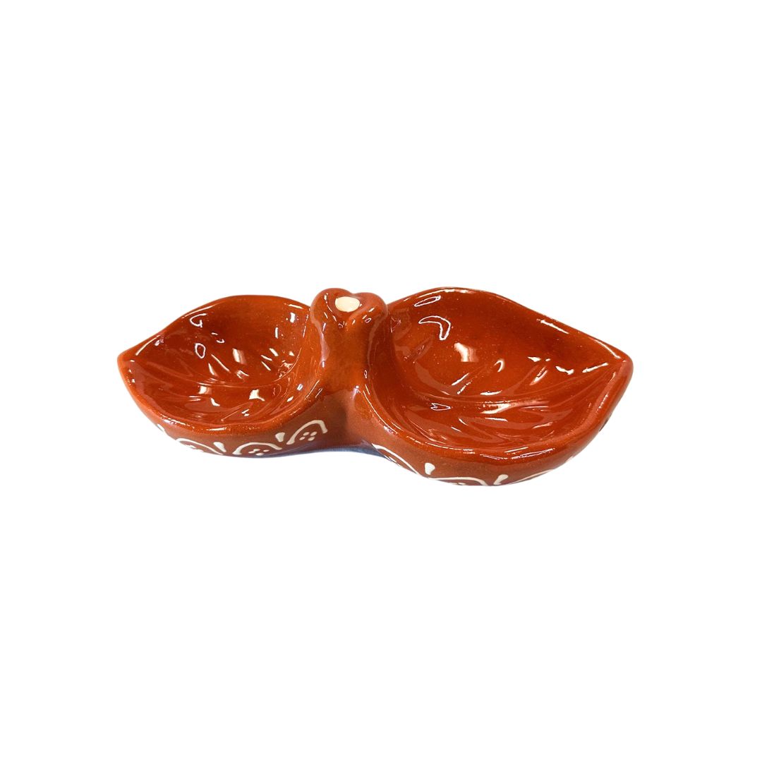 Traditional Clay Leaf Olive Dish 9"